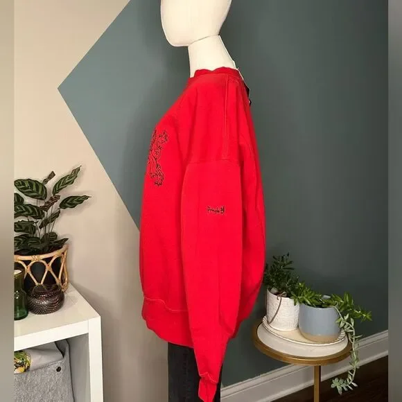 Vintage 80s 90s Pringle Sports Red Crest Sweatshirt Hong Kong Unisex NWT Sz L - Picture 3 of 10